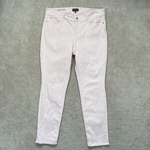 NYDJ Jeans Womens 12 Pink Alina Convertible Ankle Slim Leg Lift Tuck Mid Rise